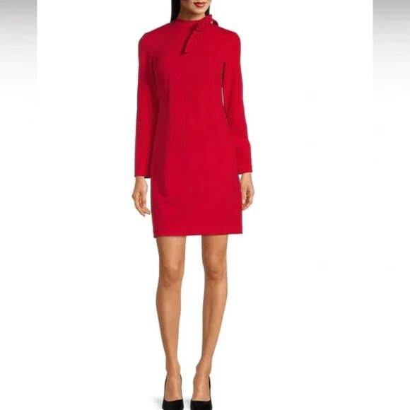 Calvin Klein Mock Neck Bow Sheath Dress - Picture 1 of 9